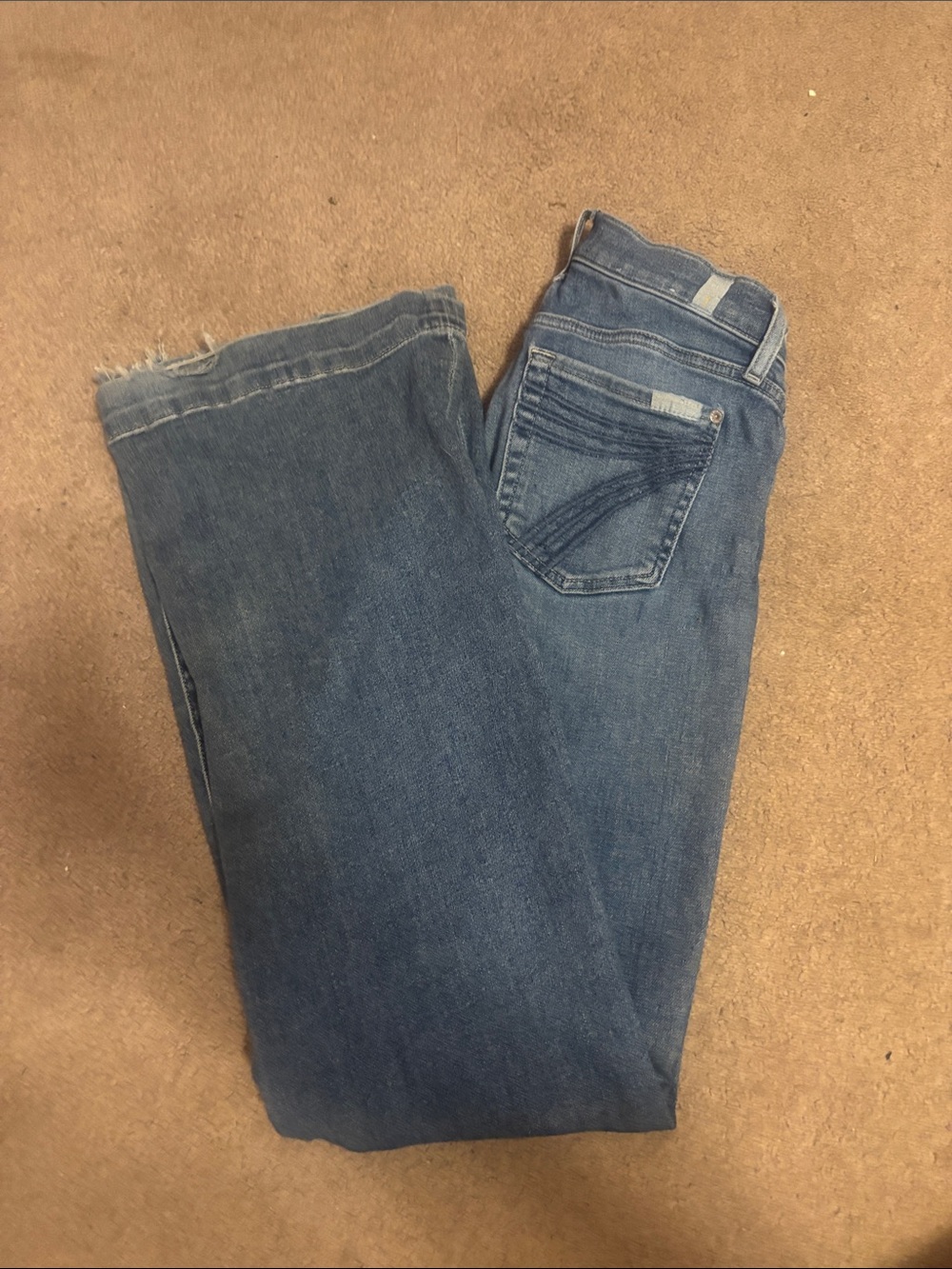 7 For All Mankind Women's Medium Blue Wide-Leg Jeans